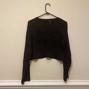 Black H&M long sleeve crop top